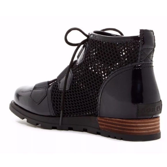 Sorel Major Black Patent Mesh Boot Size 6 Leather Ankle Bootie - Picture 5 of 16
